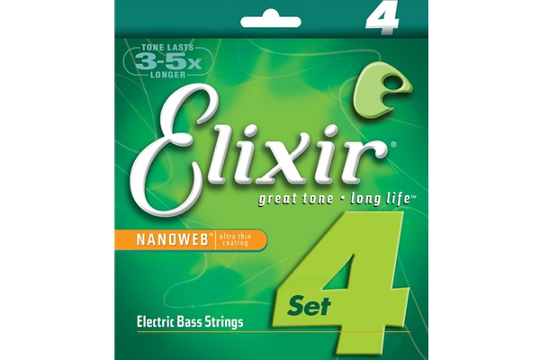 Elixir 4-String Medium, Electric Bass Nickel Plated Steel With Nanoweb Coating (.050-.105)