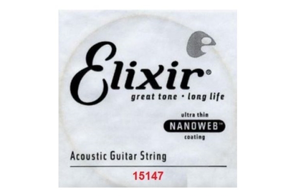 Elixir 80/20 Bronze Acoustic Guitar Single String with Nanoweb Coating - .047 Gauge