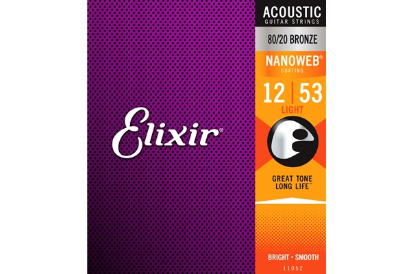 Elixir Acoustic 12-53 Light 80/20 Bronze with Nanoweb Coating