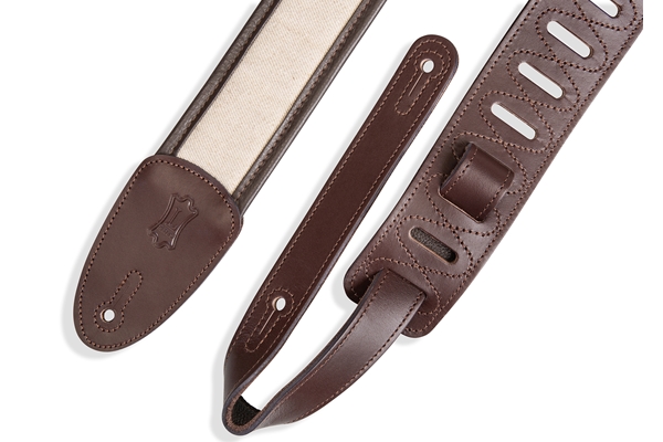 Levy's Lux Padded Hemp Traditional Dark Brown / Natural 2.5" Guitar Strap