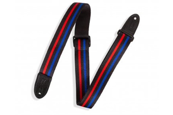 Levy's Junior Guitar Strap, Red & Blue Stripes Pattern, 1.5"