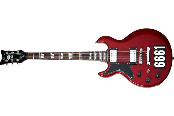 Zacky Vengeance Custom Reissue Left-Handed Electric Guitar, See Thru Cherry w/6661 Graphic