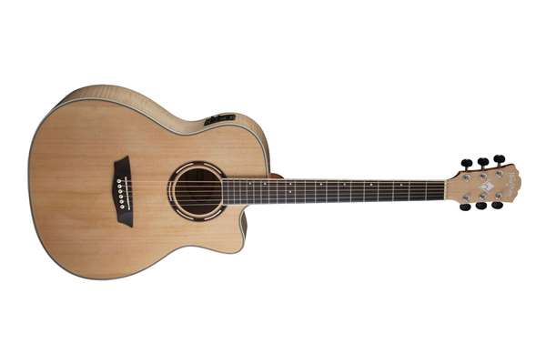 Washburn Apprentice Grand Auditorium Acoustic Guitar in Natural with Electronics & Cutaway