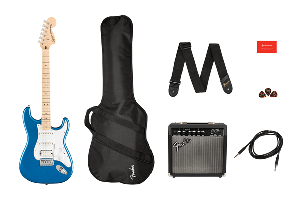 Affinity Series® Stratocaster® HSS Pack, Maple Fingerboard, Lake Placid Blue, Gig Bag, 15G - 120V