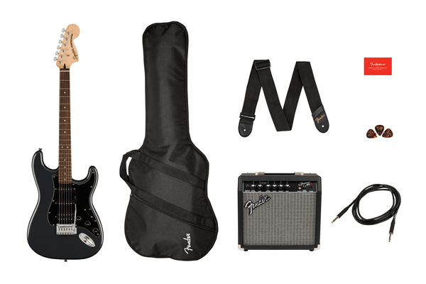 Affinity Series® Stratocaster® HSS Pack, Laurel Fingerboard, Charcoal Frost Metallic, Gig Bag, 15G -