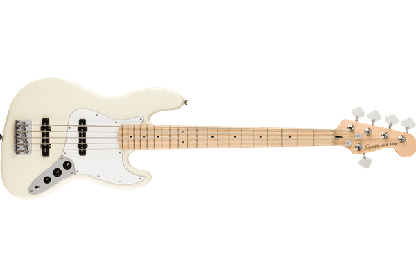 Affinity Series® Jazz Bass® V, Maple Fingerboard, White Pickguard, Olympic White