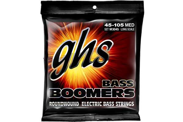 GHS 4-String Bass Boomers, Nickel-Plated Electric Bass Strings - Medium (.045-.105)