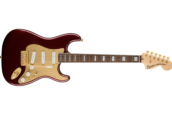 40th Anniversary Stratocaster®, Gold Edition, Laurel Fingerboard, Gold Anodized Pickguard, Ruby Red