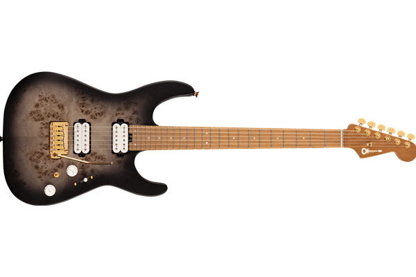 Pro-Mod DK24 HH 2PT CM Poplar Burl, Caramelized Maple Fingerboard, Transparent Black Burst