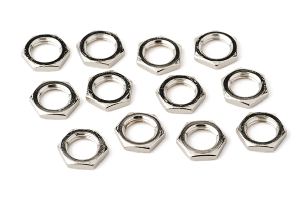 Amplifier Jack Nuts, Hex 7/16 - 20 X 1/8, Nickel (12)