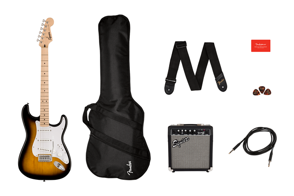 Squier Sonic™ Stratocaster® Pack, Maple Fingerboard, 2-Color Sunburst, Gig Bag, 10G - 120V
