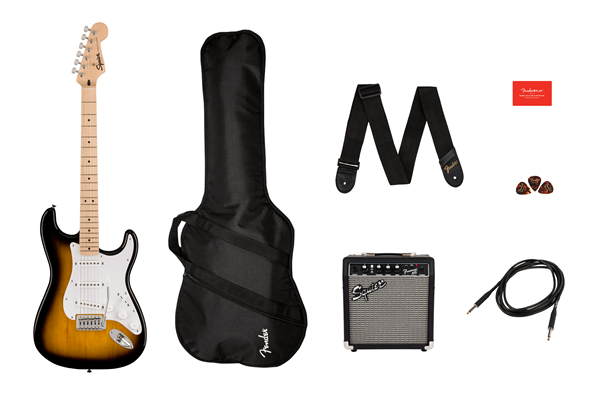 Squier Sonic® Stratocaster® Pack, Maple Fingerboard, 2-Color Sunburst, Gig Bag, 10G - 120V