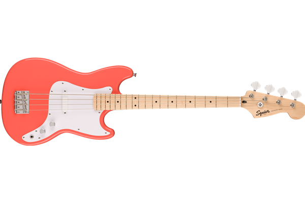 Squier Sonic® Bronco™ Bass, Maple Fingerboard, White Pickguard, Tahitian Coral