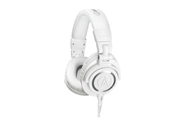 Closed-back dynamic monitor headphones, detachable cables, white